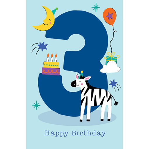 Picture of 3 BIRTHDAY CARD ZEBRA